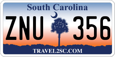 SC license plate ZNU356