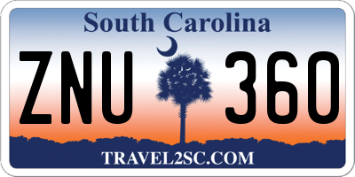 SC license plate ZNU360