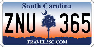 SC license plate ZNU365