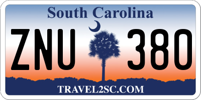 SC license plate ZNU380
