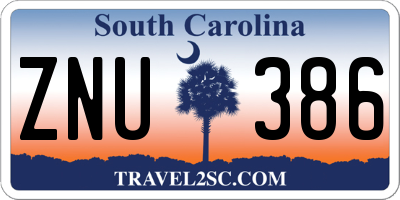 SC license plate ZNU386