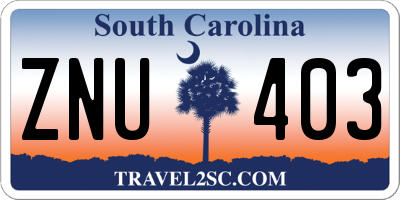SC license plate ZNU403