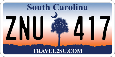SC license plate ZNU417