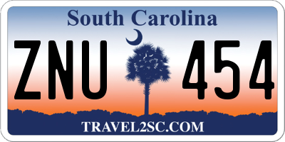 SC license plate ZNU454