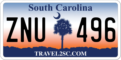 SC license plate ZNU496