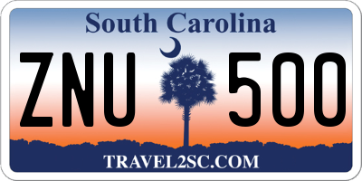 SC license plate ZNU500