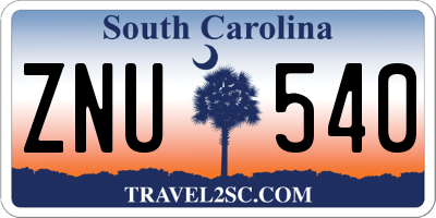 SC license plate ZNU540