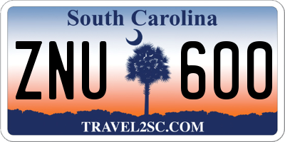 SC license plate ZNU600