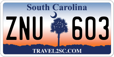 SC license plate ZNU603