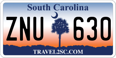 SC license plate ZNU630
