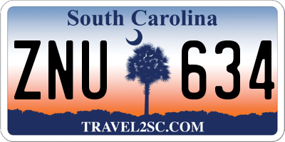 SC license plate ZNU634