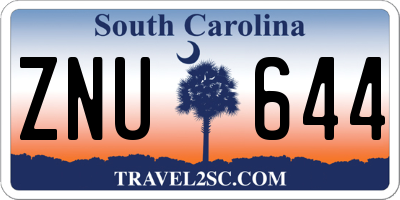 SC license plate ZNU644
