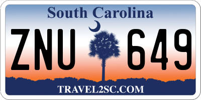 SC license plate ZNU649