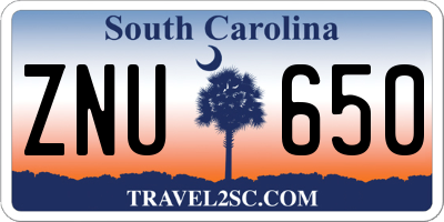 SC license plate ZNU650