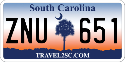 SC license plate ZNU651