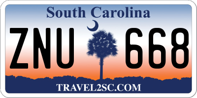 SC license plate ZNU668