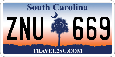SC license plate ZNU669