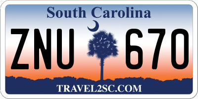 SC license plate ZNU670