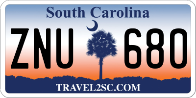 SC license plate ZNU680