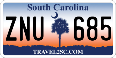 SC license plate ZNU685