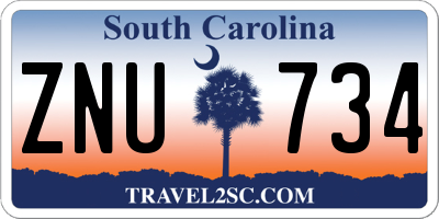 SC license plate ZNU734