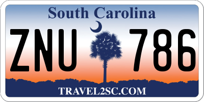 SC license plate ZNU786