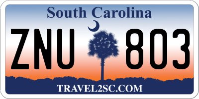 SC license plate ZNU803