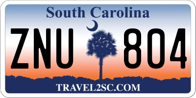 SC license plate ZNU804