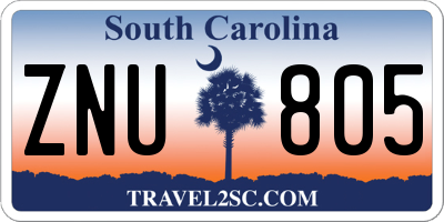 SC license plate ZNU805