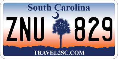 SC license plate ZNU829