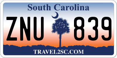 SC license plate ZNU839