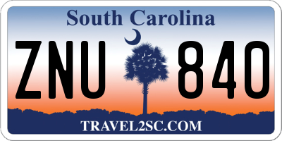 SC license plate ZNU840