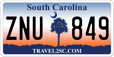 SC license plate ZNU849