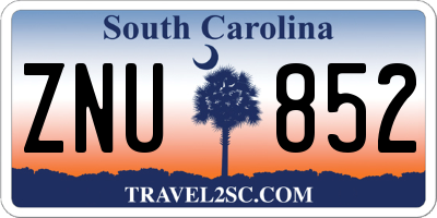 SC license plate ZNU852