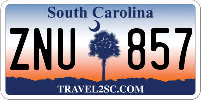 SC license plate ZNU857
