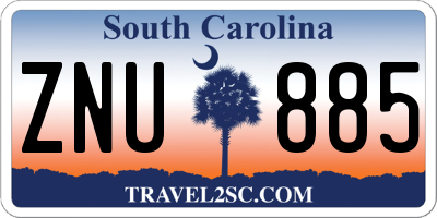 SC license plate ZNU885