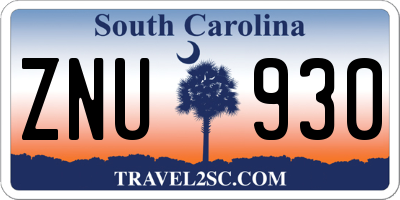 SC license plate ZNU930