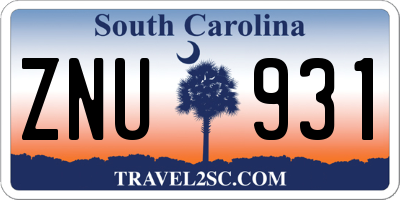 SC license plate ZNU931