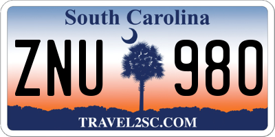 SC license plate ZNU980