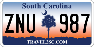 SC license plate ZNU987