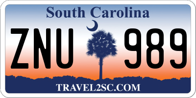 SC license plate ZNU989