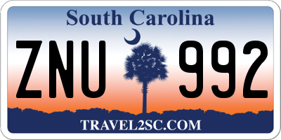 SC license plate ZNU992