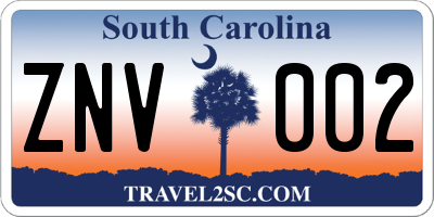 SC license plate ZNV002