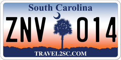 SC license plate ZNV014