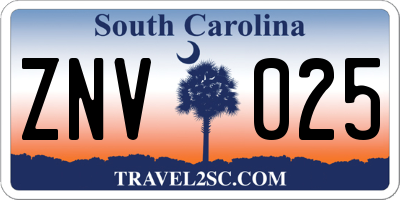 SC license plate ZNV025