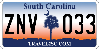 SC license plate ZNV033
