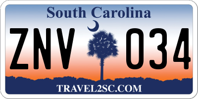 SC license plate ZNV034