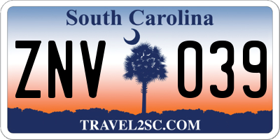 SC license plate ZNV039