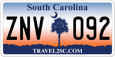 SC license plate ZNV092