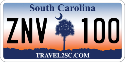 SC license plate ZNV100